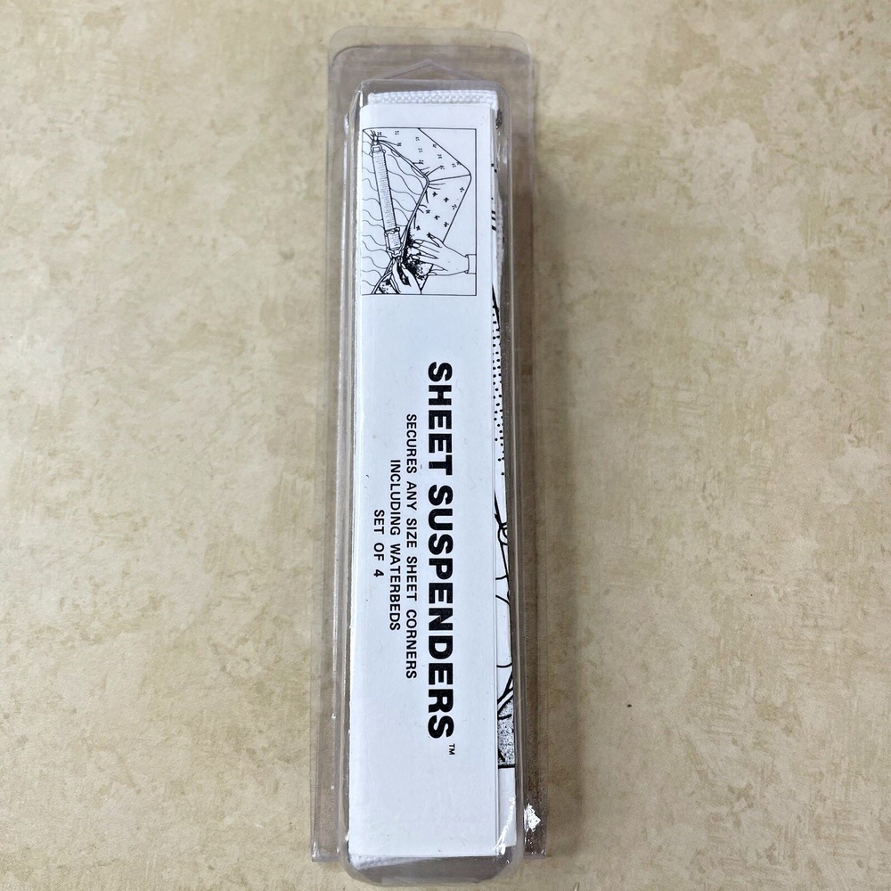 Original‎ Sheet Suspenders Gripper Fastener Straps VTG NOS White